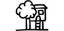Tree house icon in vector. Logotype - Doodle